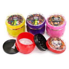 跨境热销锌合金+塑料4层磨烟器烟草研磨器创意3D图片grinder直销