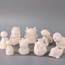 小海豚风铃素坯陶瓷半成品陶艺釉下彩绘晴天娃娃鸡素烧坯老虎佩奇