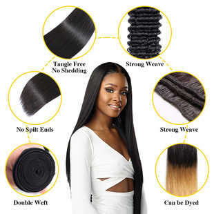 Cross-Border Temu Amazon Human Hair Curtain Human Hair Straight Factory Wholesale Wig