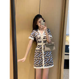 法式小香风连衣裙女夏季2025新款收腰显瘦名媛气质高级感裙子女