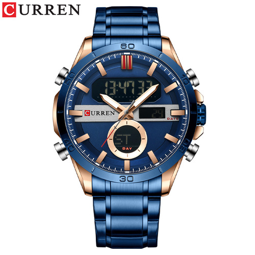 Curren/Carren 8384 men's watch dual movement quartz electronic watch sports steel band watch men's watch