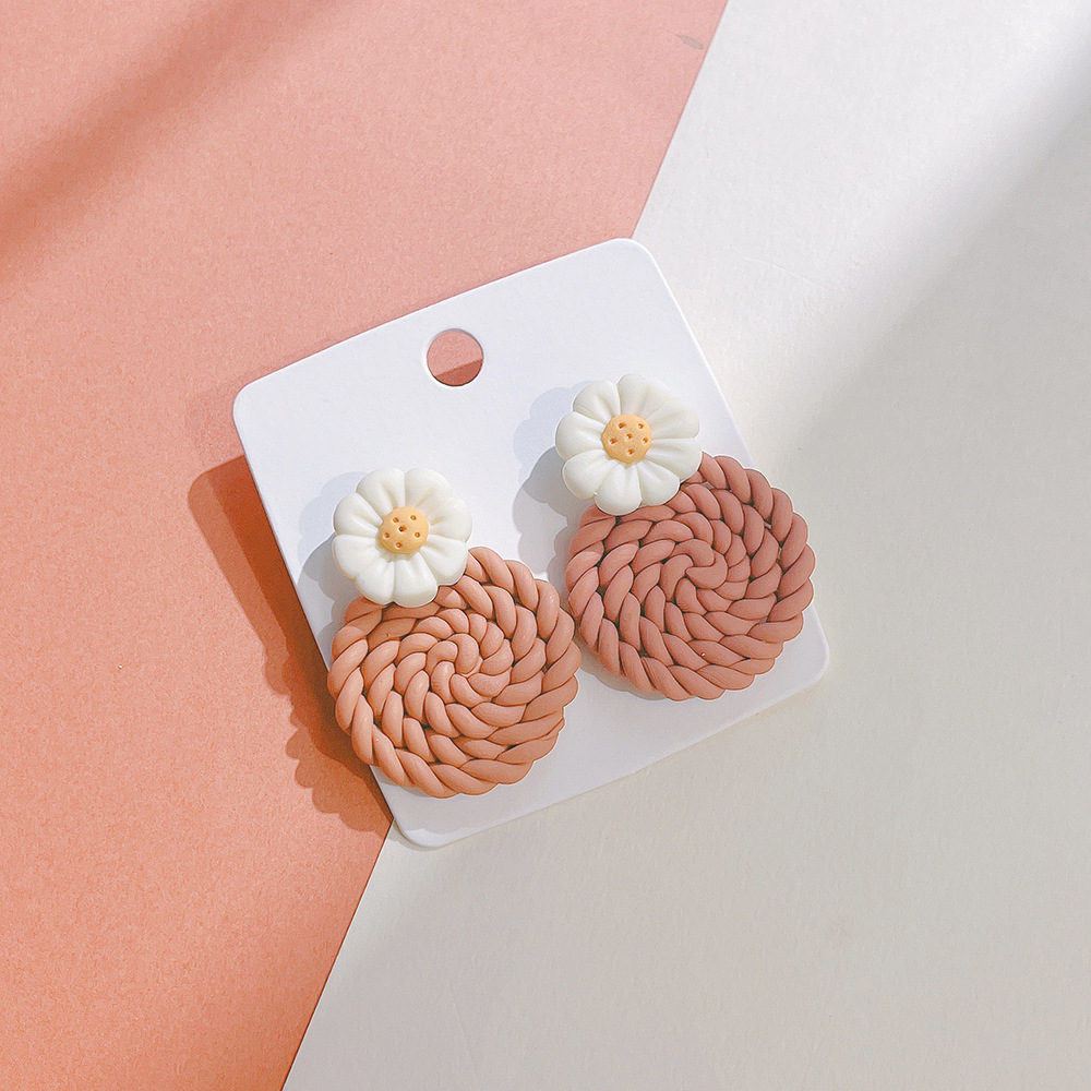 15g Weight Drop Earrings Classification 1 Pair Quantity Weekend Occasion soft clay Material Flower Pattern Women'S Gender Sweet Style Wholesale Jewelry 1 Pair Sweet Flower Soft Clay Drop Earrings 7