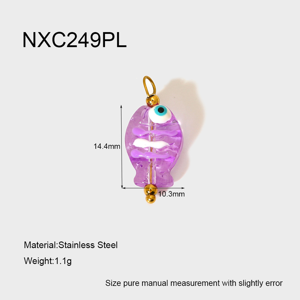 2g Weight PVD Coated Gold Plating Process Pendant Jewelry Making Type 22*20MM Jewelry Making Size 1 Piece Quantity 304 Stainless Steel, Glass Material Color Block, Heart Shape, Fish Pattern Cute, Sweet Style Irregular Craft 1 Piece 22*20MM 304 Stainless Steel Glass Color Block Heart Shape Fish Polished Pendant DIY Ornament Accessories 17