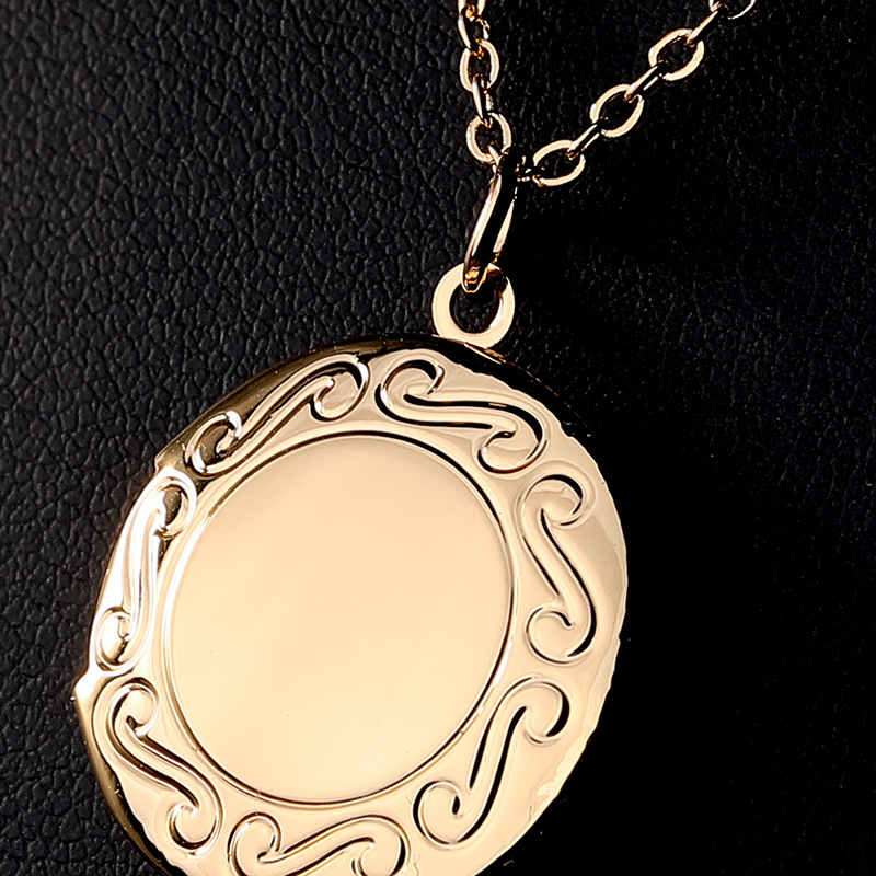 Casual, Daily Occasion Titanium Steel Copper 18K Gold Plated White Gold Plated Plating Round Locket Necklace