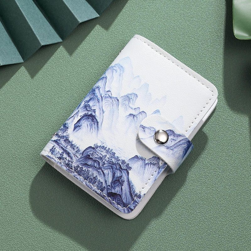 Bolsa de tarjetas antirrobo de pintura al óleo de estilo nuevo certificado de tarjeta de gran capacidad ultra delgada desmagnetizante bolsa de tarjetas bancarias