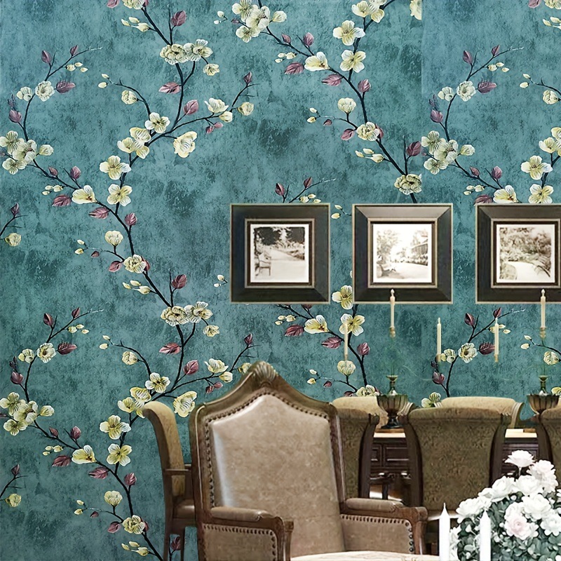 3D Printed Emerald Floral Wallpaper PVC Moisture-Proof Self-Adhesive Paper For Bedroom Living Room TV Background_voghion.com