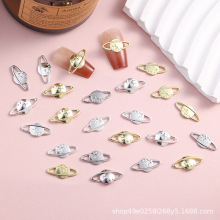 跨境美甲饰品星球土星环亮面环球金属指甲穿戴甲饰品美甲配饰批发