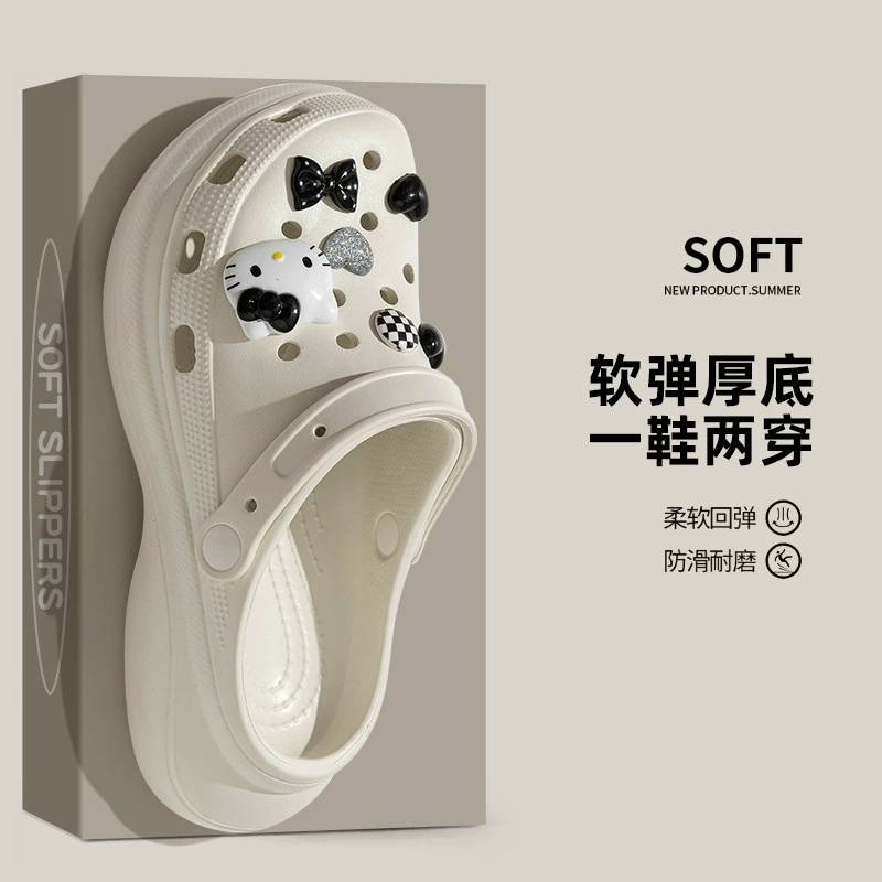 Ступать на дерьмо обувь для женщин летом новый стиль носить милые туфли на пляже на толстой подошве