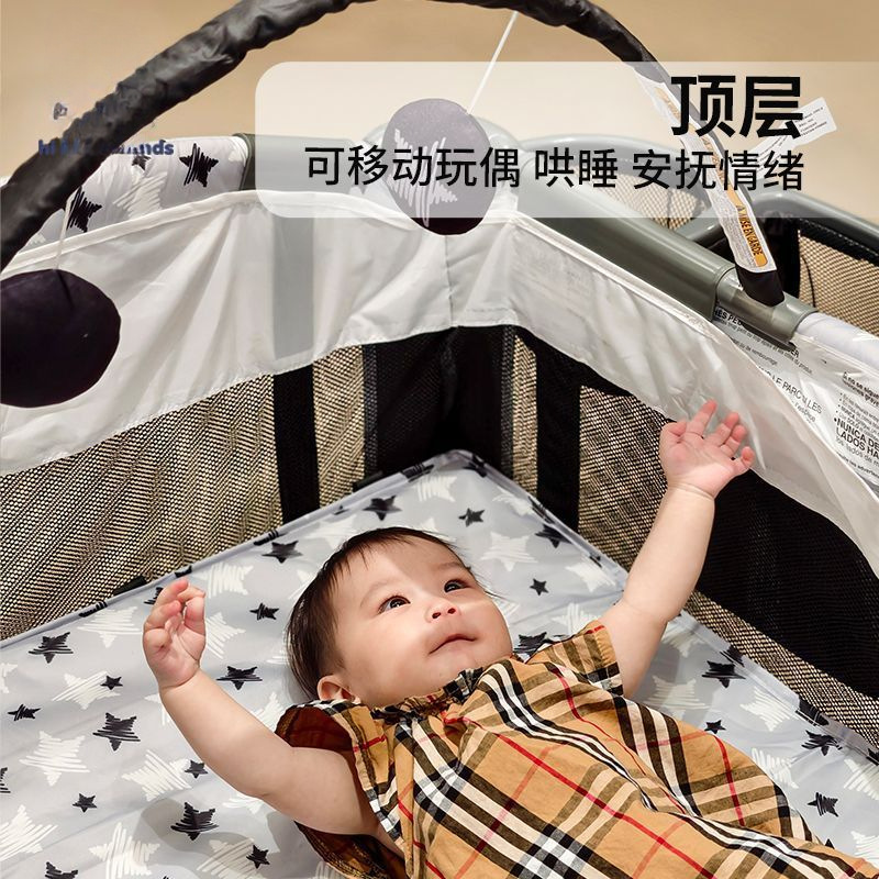 Cuna plegable, mesa de pañales portátil, almacenamiento, cama multifuncional para juegos para bebés, cama extraíble para recién nacidos