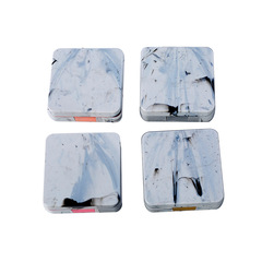 M063 Marble Square Portable Invisible Lens Case, Vintage Marble Texture Beauty Lens Care Box