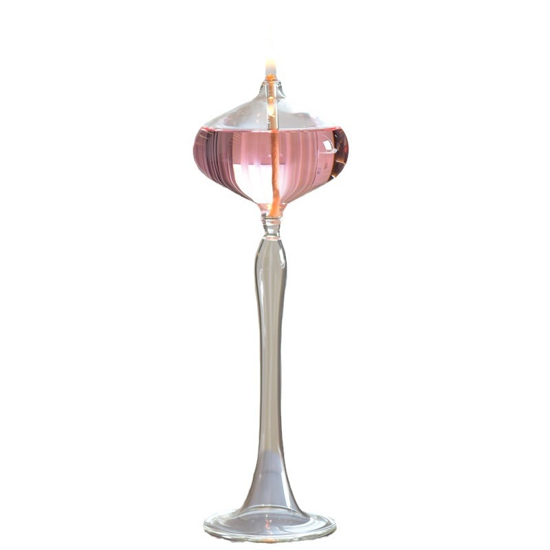Lámpara de aceite de vidrio creativa de estilo europeo decoración candelabro nórdico romántico simple moderno hogar escritorio lámpara de mantequilla libre de humo