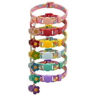 1.0 flower group tag heat transfer printing flower pet collar safety buckle collar cat collar large number of in stock factory cross-border