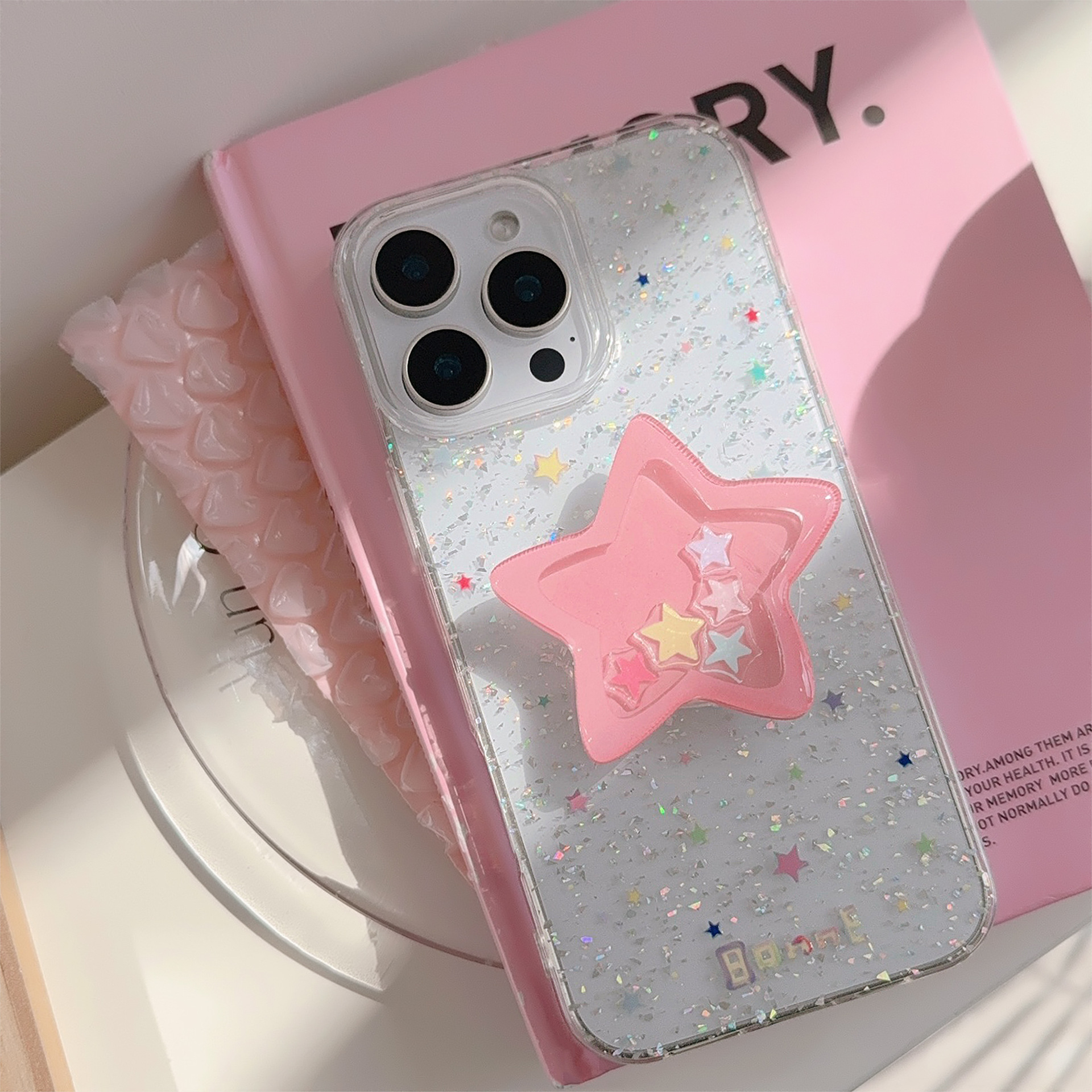 50g Weight iPhone Applicable Brands Phone Cases Classification PC, tpu Material Star Pattern Cute Style Painted Craft PC Tpu Star Painted Cute Phone Cases Phone Accessories 12