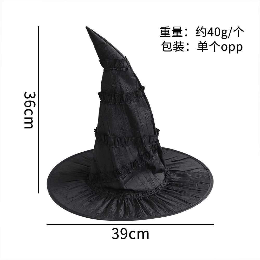 Halloween sombrero de encaje velo agudo sombrero de bruja maquillaje ropa accesorios toque de cabeza vestido gazoo sombrero de brujo