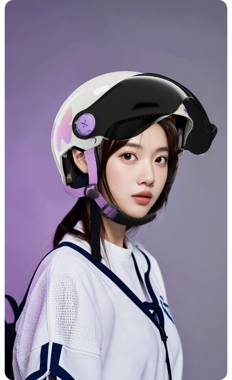 Cable Helmet for Electric Vehicles for Girls, No Hair Pressure, Universal for All Seasons, 3C Certified, Winter Warm and Cute Safety Helmet