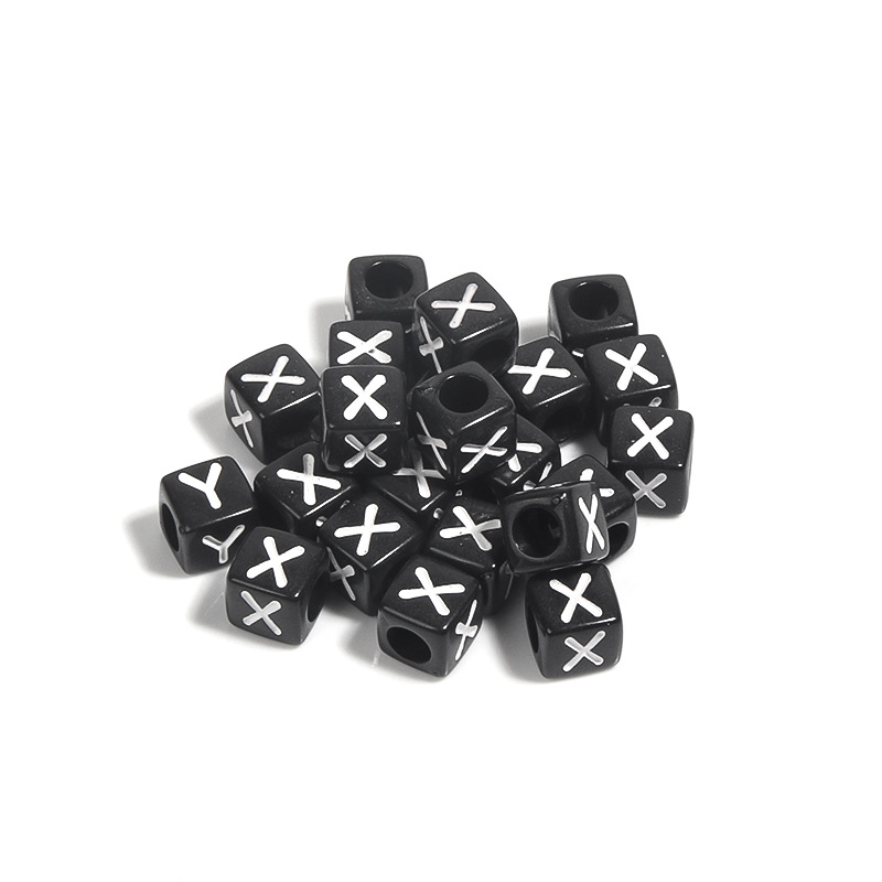 100 / paquete de acrílico fondo negro cuadrado letras blancas 26 letras individuales gotas de aceite cuentas DIY accesorios de cadena de teléfono móvil image 30