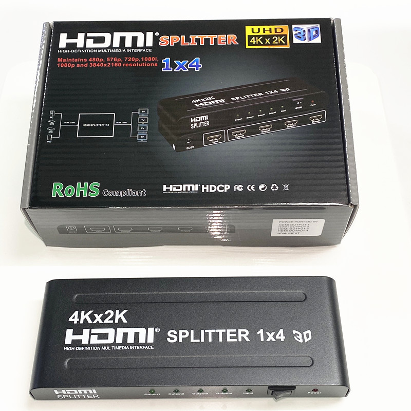 HD HDMI splitter one in four out 4K x 2k with power supply 1x 4 splitter one drag four simultaneous display