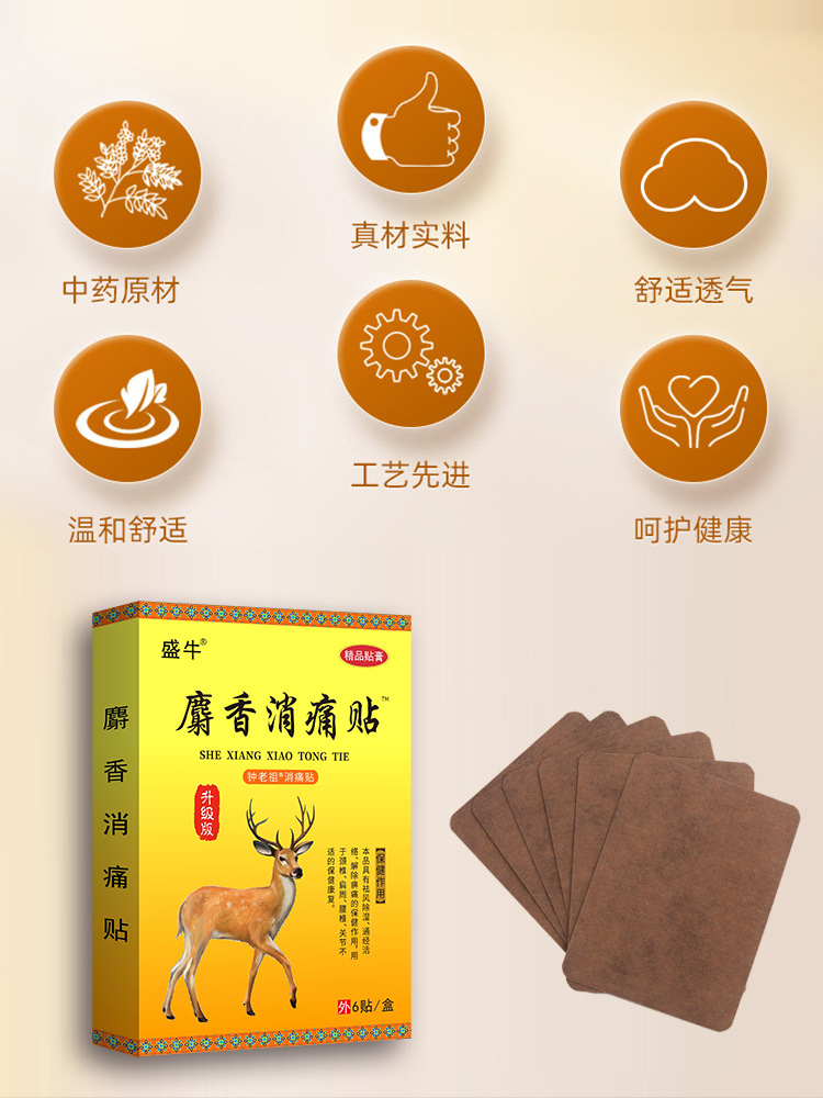 Musk Pain Relief Patch Herbal Plaster for Joint Neck Lumbar Support 12x8cm 6 Patches per Box quality and texture