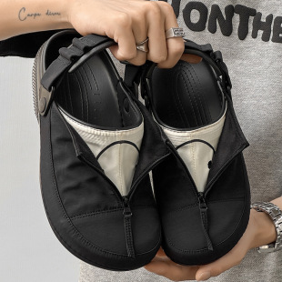 Men's and Women's 2025 Summer New Breathable Baotou Casual Slip-On Outdoor Slippers 33569 Black-K