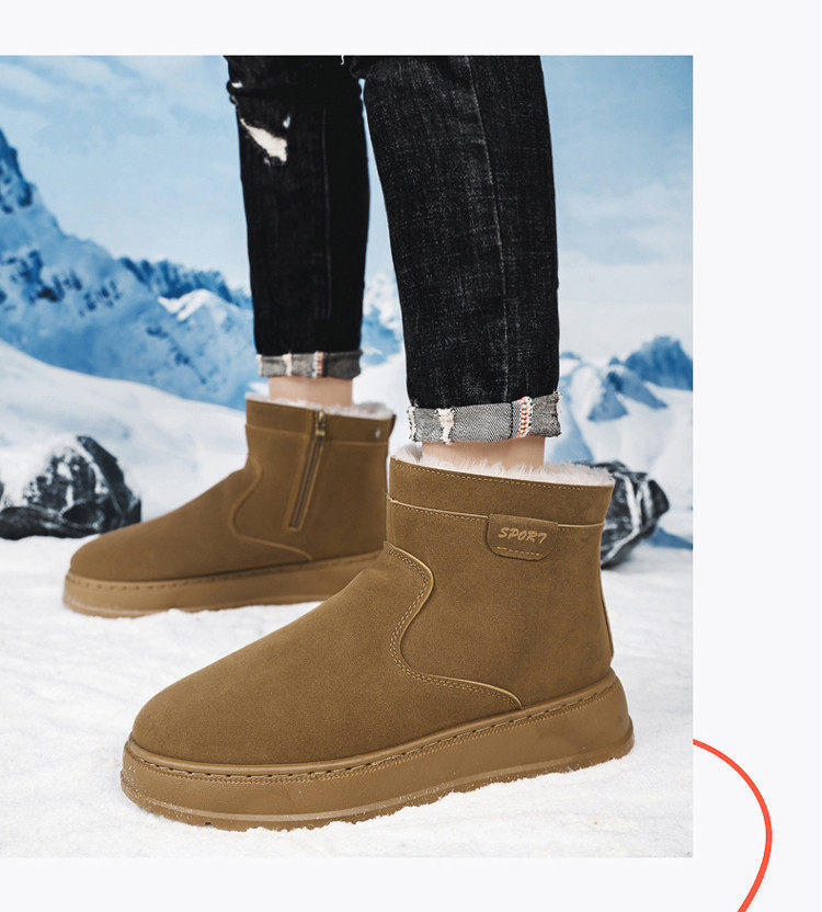Giày bốt cổ cao đế dày chống trượt không thấm nước lót lông giữ ấm — màu kaki, đen chi tiết 21