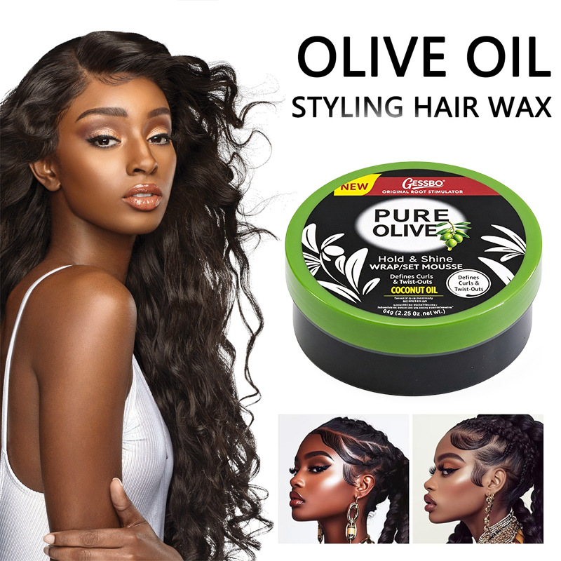 Cera Sólida para Peinado de Aceite de Oliva Anti-frizz y Nutritivo para Cabello Rizado
