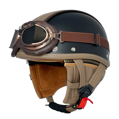 Men's and Women's Four Seasons Cruise, Motosiklet kaskı (dəbilqə) - sub-black-coffee-leather-bronze-mirror-s