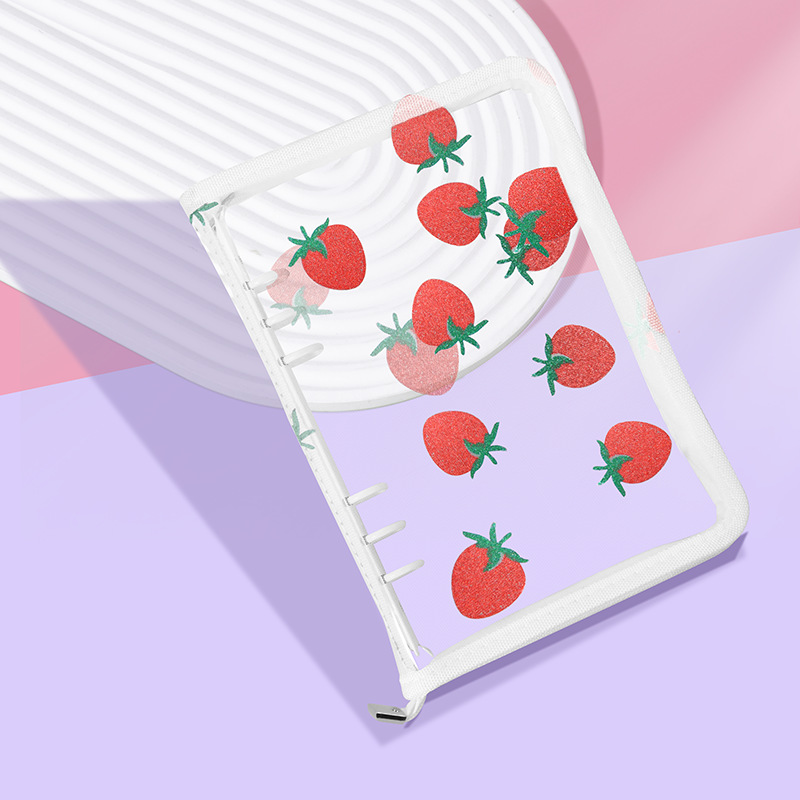 Japonés y coreano ins brillo de 6 agujeros de hojas sueltas cuaderno cremallera borde transparente brillo estrella persiguiendo libro Shell en stock