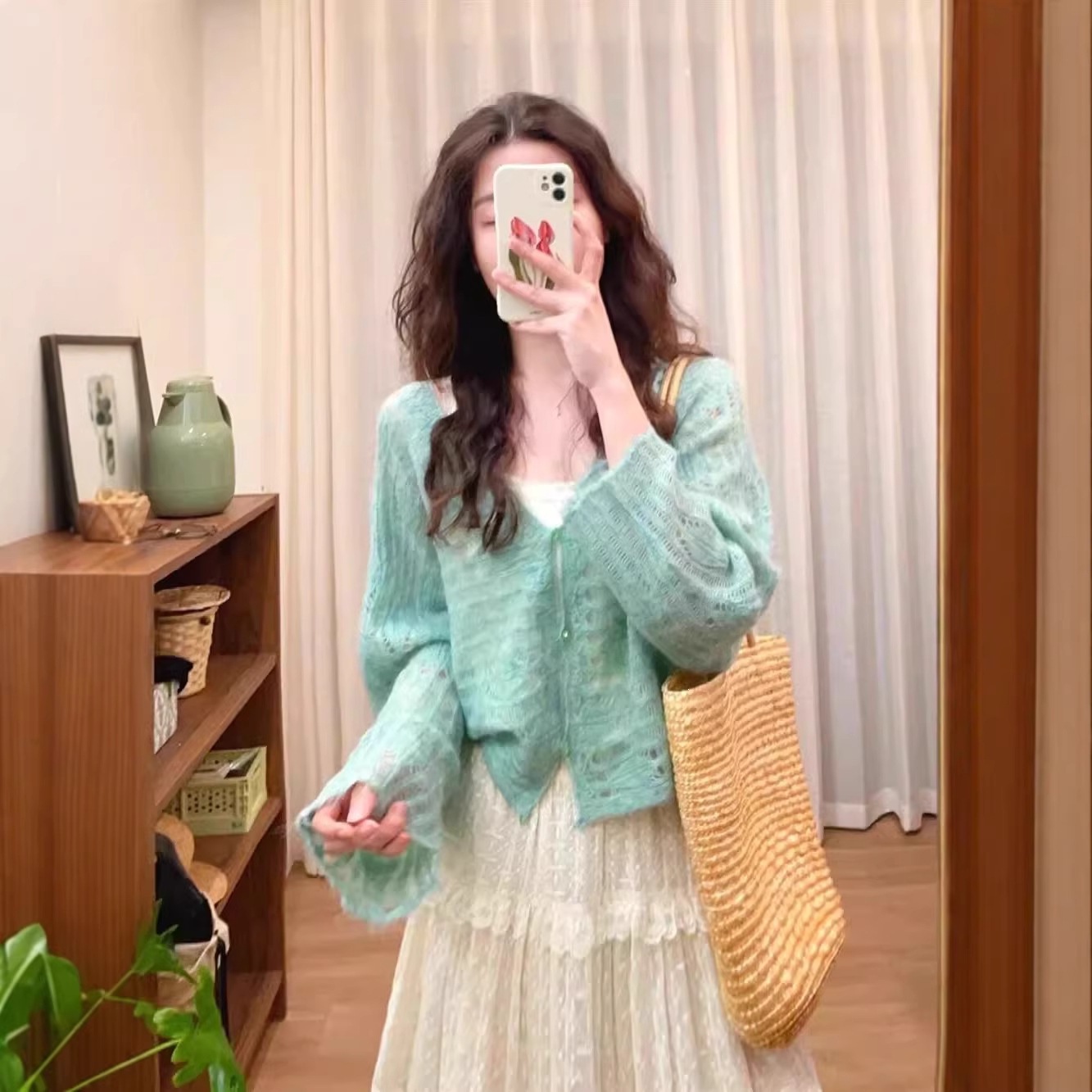 Mint green spring summer cardigan