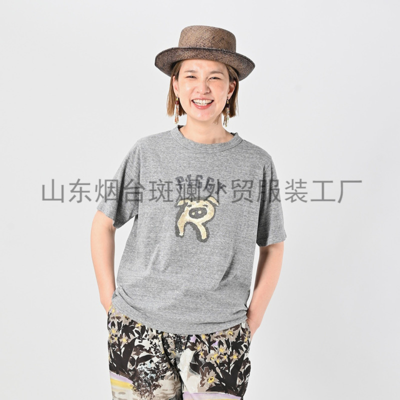 Directly Supplied from the Original Factory, Foreign Trade Clothing 45R Front and Back Piglet Bamboo Cotton Couple T-Shirt with Double-Sided Printing Short-Sleeve Shirt Directly Supplied from the Original Factory, Foreign Trade Clothing 45R Front and Back Piglet Bamboo Cotton Couple T-Shirt with Double-Sided Printing Short-Sleeve Shirt