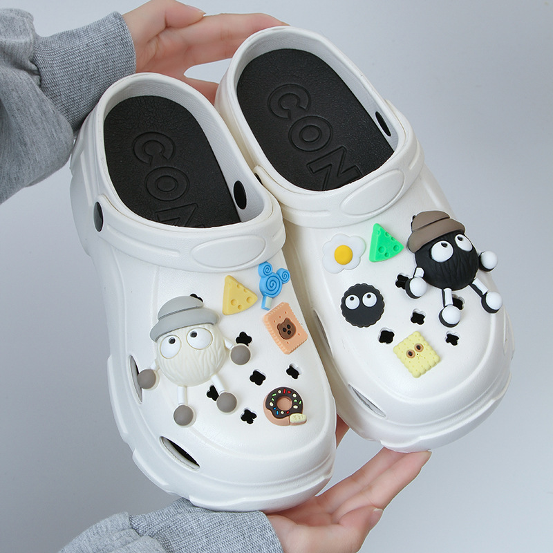 Thick-Soled Croc Shoes Women's 2025 New Heightening Anti-Slip Eva Baotou Beach Cool DIY Slippers for Summer Outerwear