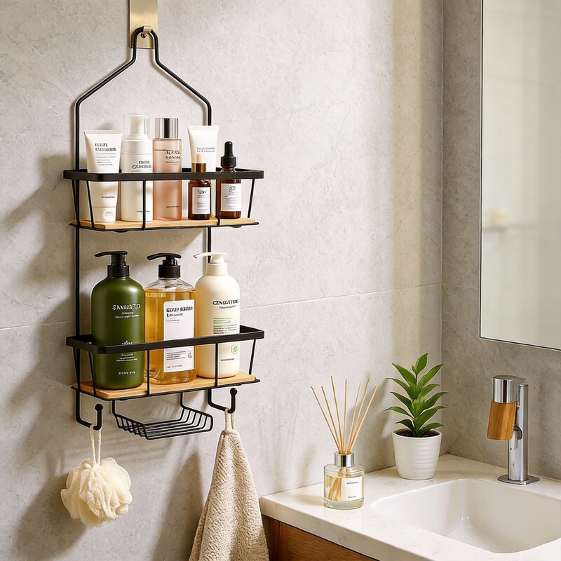 Shower Rack Wall-Mounted Punch-Free Toiletries Storage Rack Multi-Functional Bathroom Storage Rack Shower Rack Wall-Mounted Punch-Free Toiletries Storage Rack Multi-Functional Bathroom Storage Rack