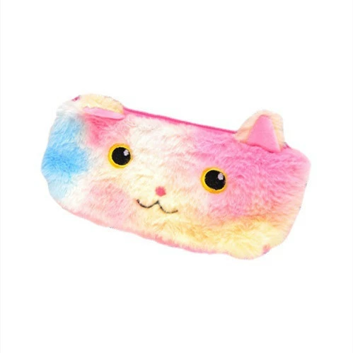 Plush pencil case for elementary school students, stationery, storage bag, for import, kitten, wholesale