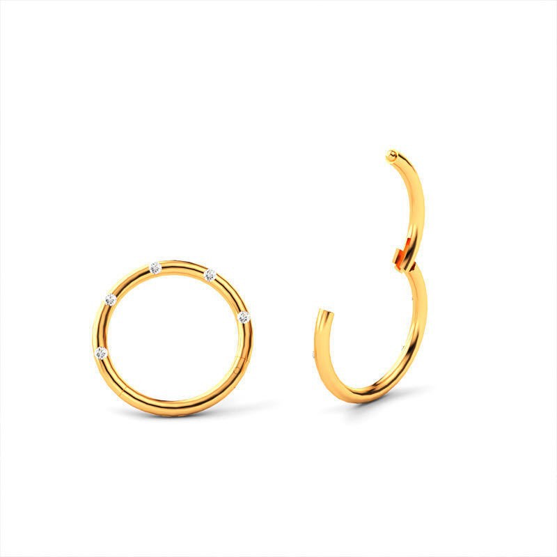 Zircon Inlay Material Streetwear Round Stainless Steel Plating Inlay Zircon Nose Ring