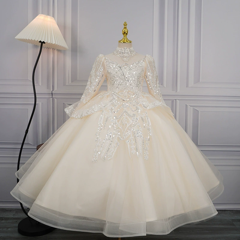 Детское платье принцессы высокого класса 2025 новый день рождения банкет вечернее платье для девочек цветочница свадебное платье принцессы