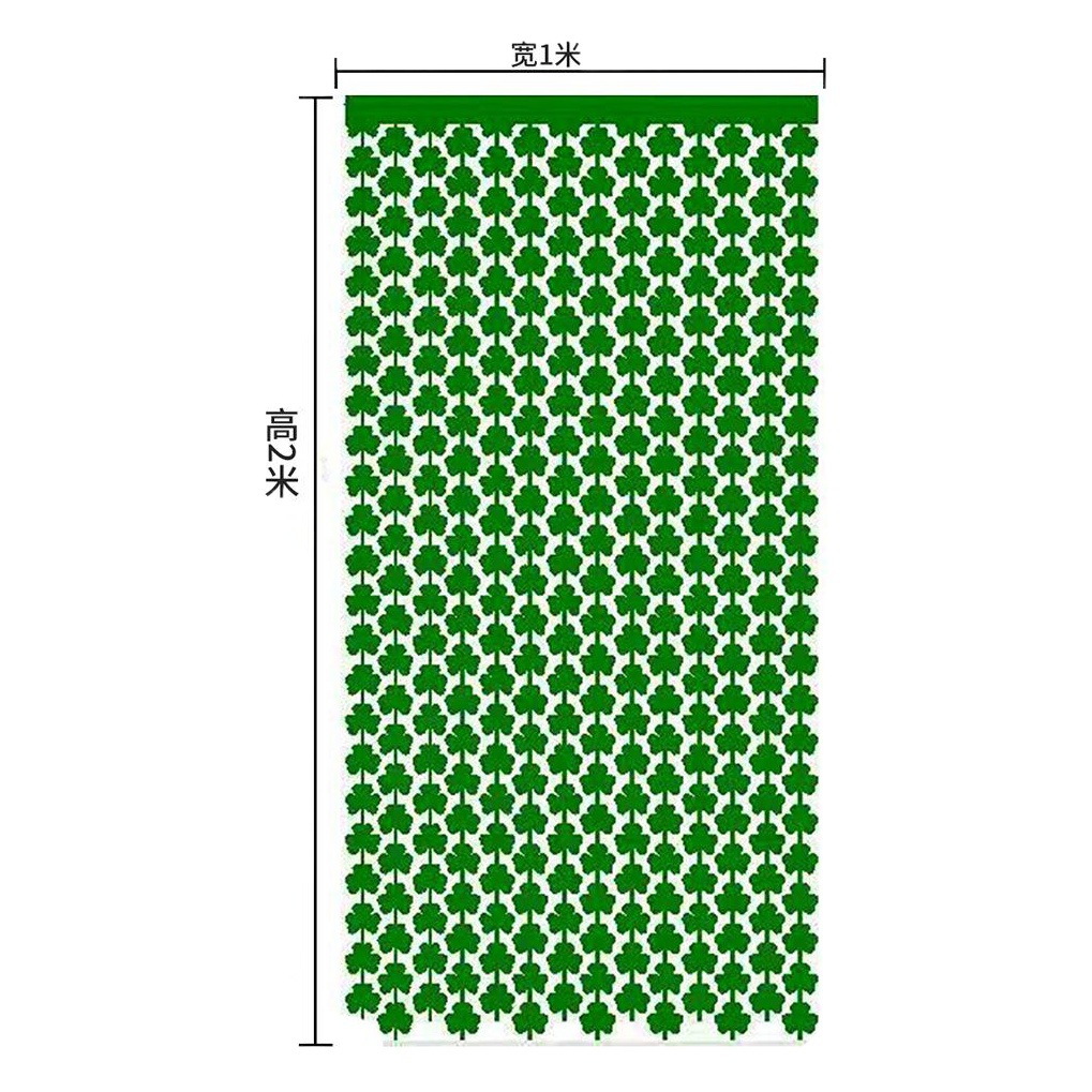 1 * 2M nuevo día de San Patricio día de Irlanda decoración verde trébol cortina de seda de lluvia suministros de decoración de fiesta