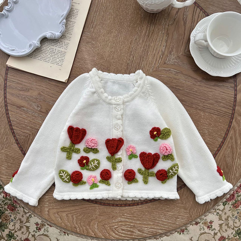 Fashion Flower Button 100% Cotton Hoodies & Sweaters display picture 4