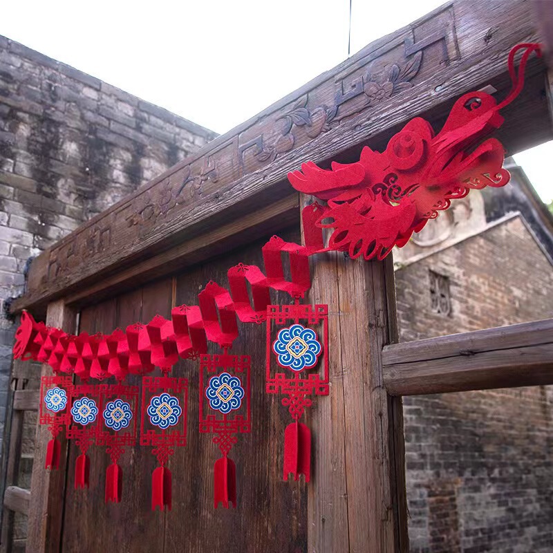 2024瑞龍雀は新禧龍拉花フェルト祥龍掛け祭りお祝い花飾り|undefined