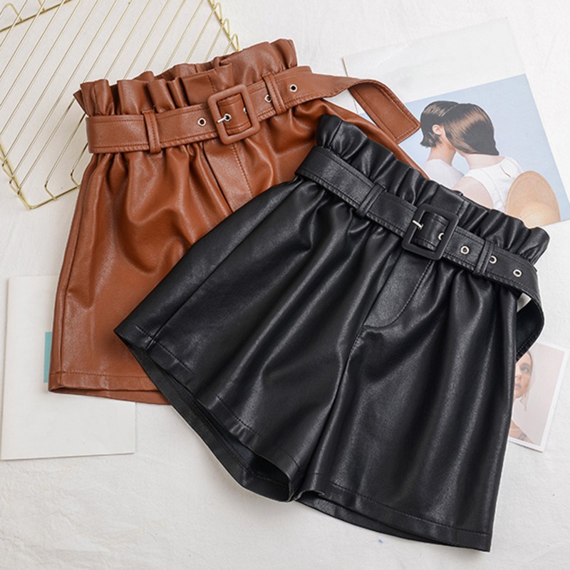 Leather pants high waist large size fat...