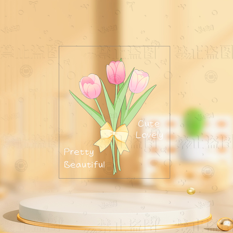 Cartoon Acrylic Anime Floral Double-Sided PP Clip Creative Handbag Notebook Holder Plastic Folder Student Book Clip Anime Clip