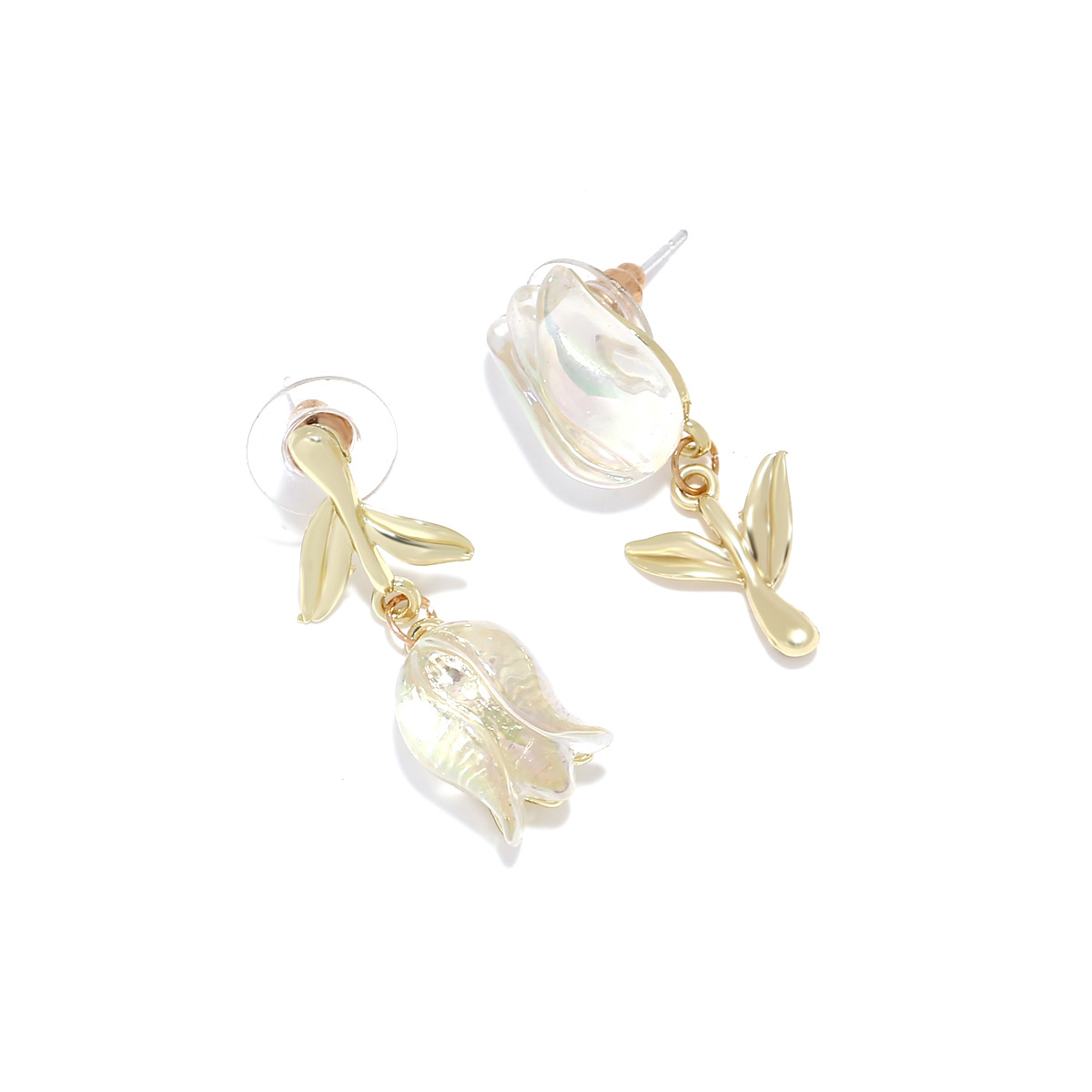 1 Pair Sweet Simple Style Flower Plating Inlay Alloy Resin Drop Earrings display picture 6