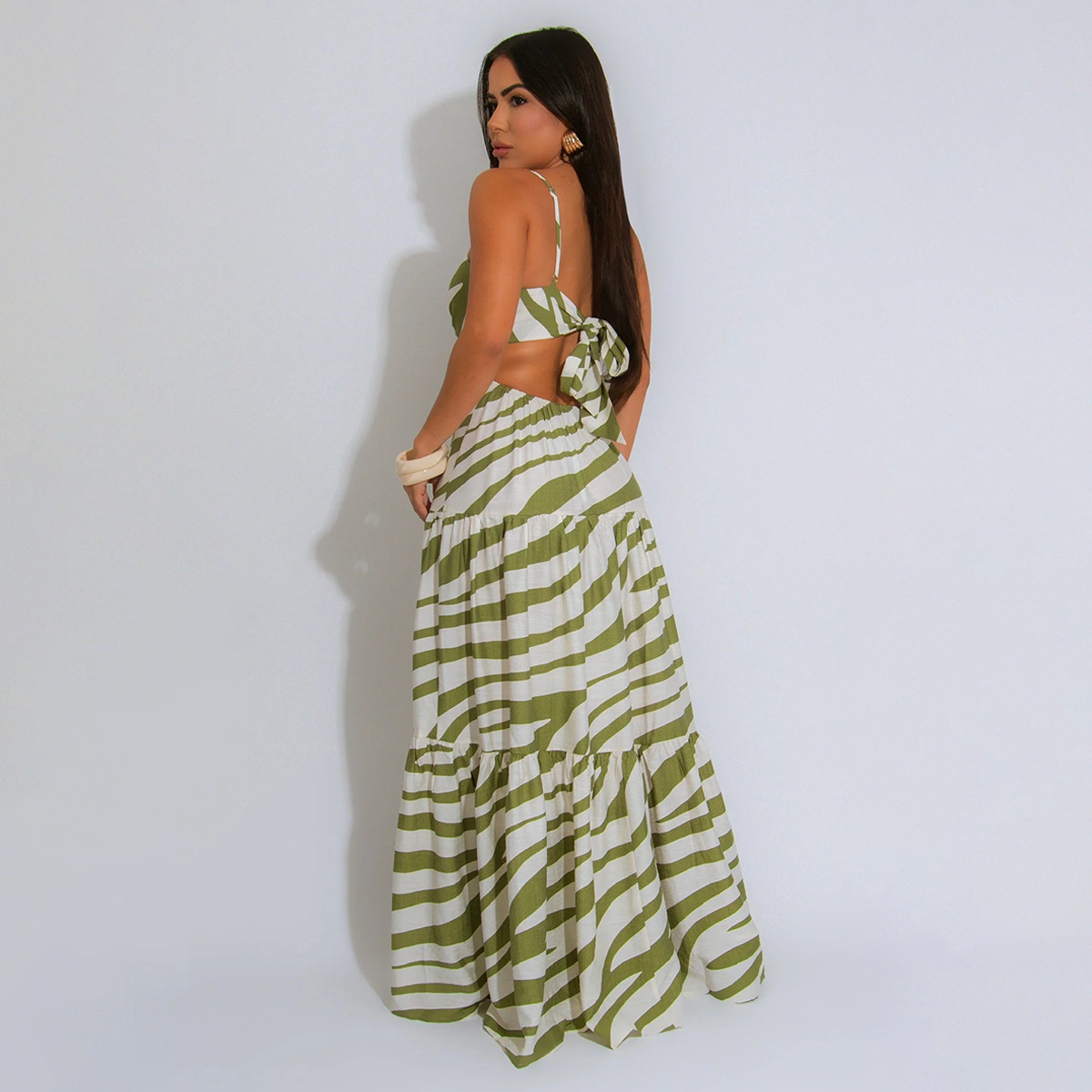 369g Weight Maxi Long Dress Dress Length Type Sleeveless Sleeve Length Strap Dress Dresses Type Sleeveless Sleeve Type Polyester Fabric Type High Waist Waist Line Holiday, Travel Occasion Strap Neckline Slim Fit Type Stripe Pattern Summer Season Women's Gender Vacation, Classic Style Style Wholesale Women's Vacation Classic Style Stripe Holiday Travel Strap Sleeveless Strap Dress 26