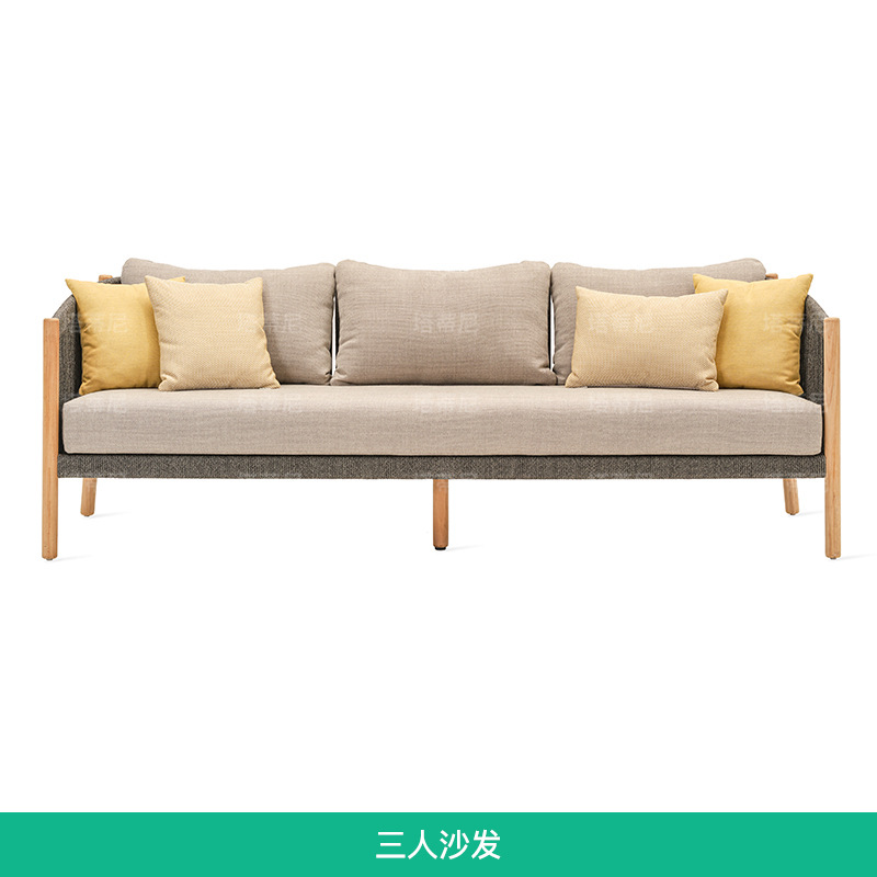 Sofá de madera maciza para exteriores, para patio, jardín, hotel, villa, ocio al aire libre, teca anticorrosión, muebles resistentes al agua y a la intemperie.