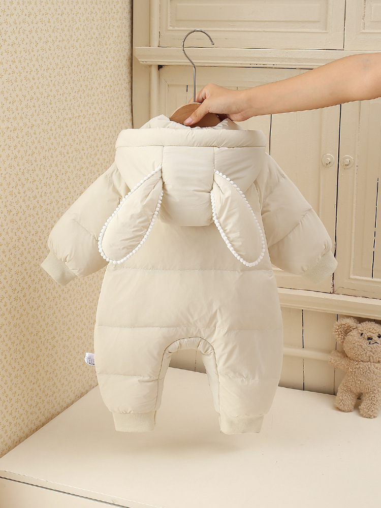 Baby plumón invierno bata de 90 blanco para engrosar la ropa de bebé para hombres y mujeres abrazaderos ropa cálida