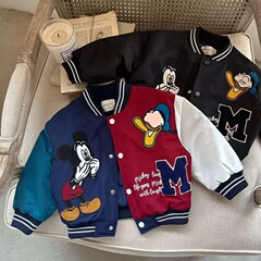 子供の漫画ジャケット男の子春と夏の新しい子供の綿の服ハンサムなトレンディなベビー野球ジャケット女の子のパッド入りジャケット