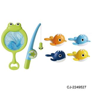 Children's Floating Magnetic Fishing Toy for Bathroom Bathing, Wind-Up Swimming Fish Net, Water Play Toy