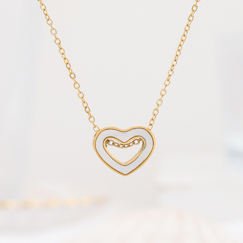 Daily Occasion Titanium Steel Material Fashion Heart Shape Titanium Steel Plating Pendant Necklace 1 Piece