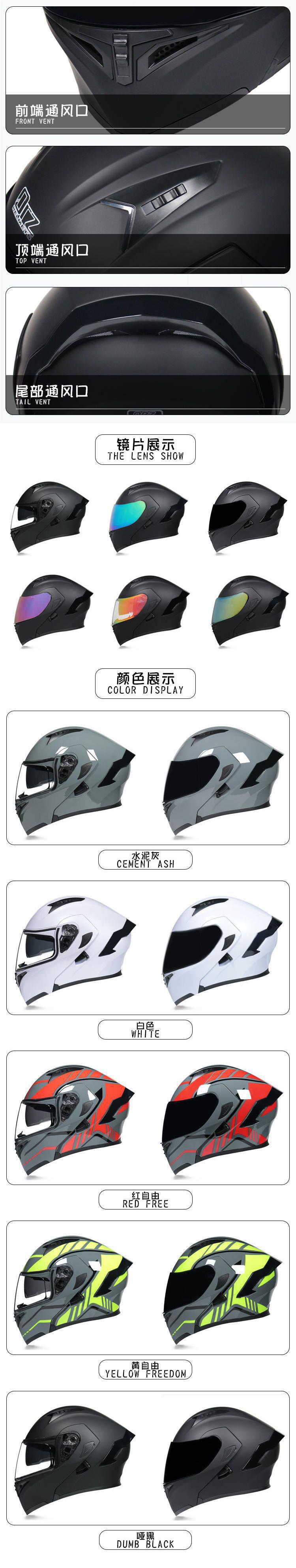Orz Motorcycle Helmet Men Women Winter Flip Up Dual Visor DOT