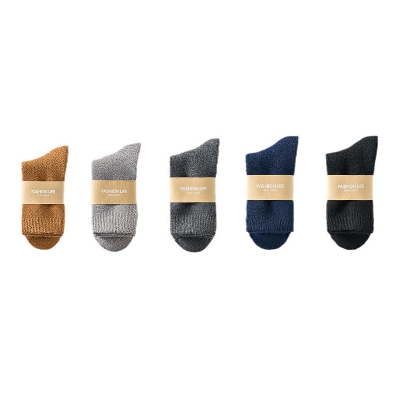 Calcetines de lana otoño e invierno más calcetines de mujer engrosados de terciopelo para hombres Calcetines cálidos de felpa de color sólido Calcetines de tubo medio para mujer de nieve