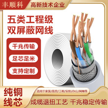 五类双屏蔽无氧纯铜网线家监控电脑网线CAT5千兆高速宽带双绞网线