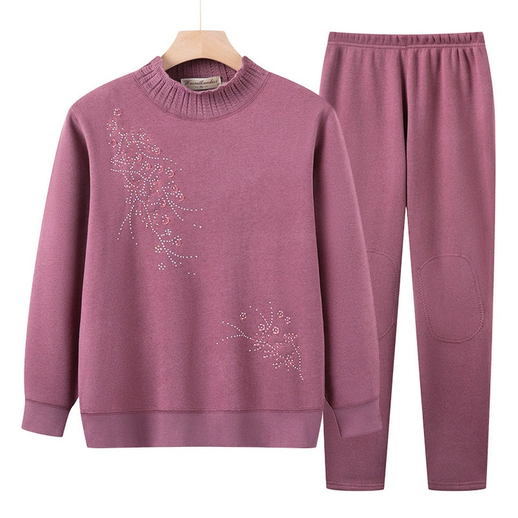 Бабушка зимняя одежда плюс бархатное термобелье костюм женский пожилой мужчина толстый свитер мама осенняя одежда осенние брюки старик одежда